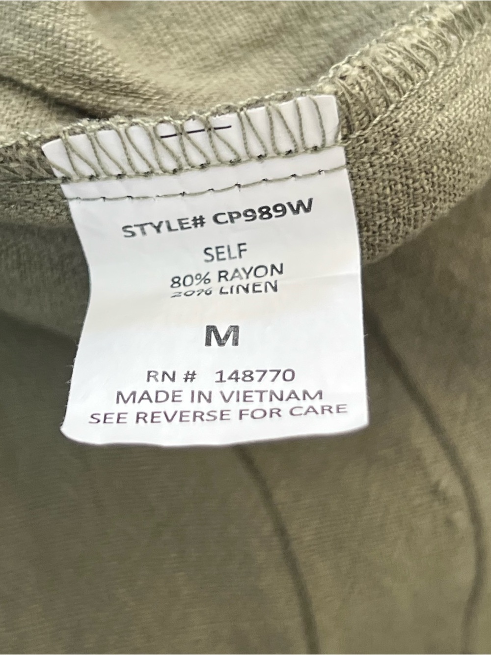 Sienna Sky Light Olive Army Green Wide Leg Pull On Linen Blend Pants Size Medium - Picture 8 of 12